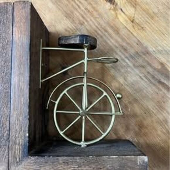 Wooden Bike Decorative Bookends, Set Of 2 Office Bookends w/Brass - Picture 5 of 8
